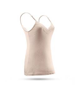 SilRiver Silk Damen Camisole Tiefer V-Ausschnitt Tank Tops Spitze Cami Tops für Frauen Unterhemden - Beige - X-Groß von SilRiver