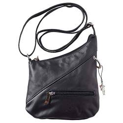 Florence Damen Umhängetasche Abendtasche Tasche schwarz Echtleder OTF100S Leder Umhängetasche von SilberDream