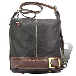 Florence echtes Leder Tasche Damen Schultertasche Rucksack schwarz braun 25x17x23 inklusive Feenanhänger D1OTF104F Leder Tasche von Florence für die Frau von SilberDream