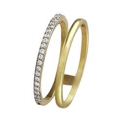 SilberDream GoldDream Doppel-Ring 8 Karat Gold Gr.58 333er Gelbgold Zirkonia D2GDR505Y58 ein schönes Geschenk zu Weihnachten, Geburtstag, Valentinstag für die Frau von SilberDream