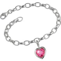 SilberDream Charm-Einhänger Set SilberDream 925 Charms Herz rosa Silber (Charmssets, 2-tlg), Damen Charm Armband aus 925er Sterling Silber, Farbe: silber, rosa, pi von SilberDream