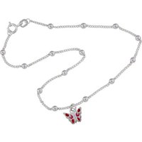 SilberDream Fußkette mit Anhänger SilberDream Fußkette rot für Damen, Damen Fußkette Schmetterling aus 925 Sterling Silber, Farbe: rot von SilberDream