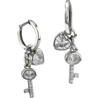 SilberDream Paar Creolen SilberDream Schlüssel/Herz Ohrringe (Creolen), Damen Creolen Schlüssel/Herz 925 Sterling Silber, weiß von SilberDream