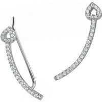 SilberDream Paar Ohrklemmen SilberDream weiß Ear Cuff Herz Ohrringe (Ohrklemme), Damen Ohrklemme Ear Cuff Herz 925 Sterling Silber, silber, weiß von SilberDream