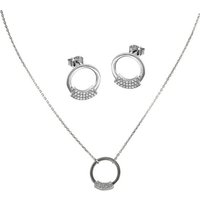 SilberDream Schmuckset SilberDream Kette+Ohrringe Zirkonia Set (Schmuckset, 2-tlg., Schmucksets), Damen Schmucksets aus 925er Sterling Silber, Farbe: silber, weiß von SilberDream