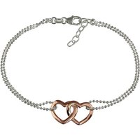 SilberDream Silberarmband SilberDream Armschmuck 18cm rose Armband (Armband), Damen Armband (Doppelherz) ca. 18cm, 925 Sterling Silber, vergoldet (R von SilberDream