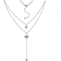 SilberDream Silberkette GSK4902WX SilberDream Zirkonia Halskette Layer 925, Halsketten (Sterne) ca. 48cm, 925 Sterling Silber, Farbe: silber von SilberDream