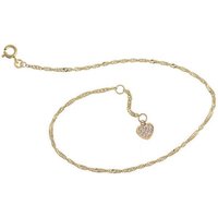 Silberkettenstore Fußkette Fußkette Singapur 1,8mm mit Herz - 333 Gold, wählbar von 23-30cm von Silberkettenstore