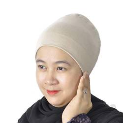 Silk Story Handgefertigter Hijab Volumizer Cap Turban unter Schal Motorhaube Schal Chemo Haar Kopfabdeckung Baumwolle - Beige - Einheitsgröße von Silk Story