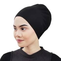 Silk Story Hijab Volumizer Cap Turban Unterschal Motorhaube Schal Chemo-Haarkopfbedeckung Baumwolle, schwarz, Einheitsgröße von Silk Story