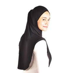 Silk Story One piece al amira Hijab Instant Head Scarf Cotton Jersey Long Comfort Hejab Cover (L Size) (Black) von Silk Story
