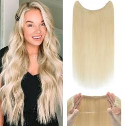 Extensions Echthaar mit transparenter Schnur, Silk-co Wire in ExtensionsBleichblond 65g, Secrets Hair Extensions, Unsichtbarem Haar Extensions Haarverlängerung für Frauen 45cm #613 von Silk-co