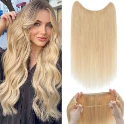 Extensions Echthaar mit transparenter Schnur, Silk-co Wire in ExtensionsBlond 75g, Secrets Hair Extensions, Unsichtbarem Haar Extensions Haarverlängerung für Frauen 55cm #24 von Silk-co