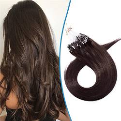 Microring Extensions Echthaar Nanoring Extensions Echthaar 0,5g Weich Natürlich Haarteil Glatt Haarverlängerung 100% Remy Hair 50g 60cm-02# Dunkelbraun von Silk-co