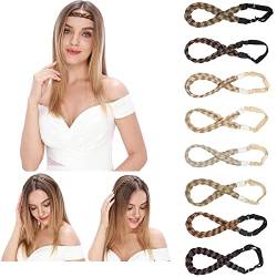 Silk-co Damen Haarband 3 Stränge blond, Kunsthaar geflochtenes Stirnband, elastisches Haarband für Damen und Mädchen Hochzeit Vintage, mit Haargummi Haarteil Braids Extensions 1.5cm breit 24 von Silk-co