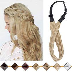 Silk-co Damen Haarband 5 Stränge blond, Kunsthaar geflochtenes Stirnband, elastisches Haarband für Damen und Mädchen Hochzeit Vintage, mit Haargummi Haarteil Braids Extensions 2.5cm breit 24# von Silk-co