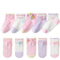 Silkglory Baby Socken für Mädchen und Kleinkinder,5 Paar Süße Rüschensocken für Neugeborene Rutschfeste Socken Warme Kinder Krabbelsocken Baby 1–3 Jahren von Silkglory