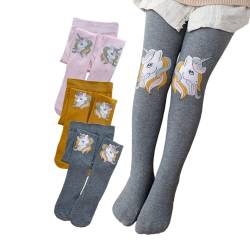 Silkglory Baby Strumpfhosen Mädchen,Strumpfhosen für Mädchen mit Glitzerdruckmuster Dekoration,Leggings Strümpfe Strumpfhosen für Neugeborene Kleinkinder Grau/Rosa/Ingwer 2–4 Jahre 3er-Pack von Silkglory