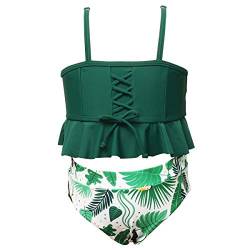 Silkglory Badeanzug Mädchen 140,Bikini Mädchen Set Seilbindung Bikinioberteil Strandmode Zweierpack Badeanzug,Mädchen Tankini Schwimmanzug 5-7Jahre - Grüne von Silkglory