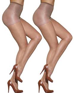 Silkies Damen Control Top Strumpfhose mit lauffesten, leichten Stützbeinen (2 Paar), Sonnenbräune, XXL von Silkies