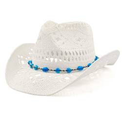 Cowboyhut, Damen Herren Erwachsene Gewebt Stroh Western Cowboy Hut Cowgirl Hat Wild Classic Cowboy Strohhut für Männer Musikfestival Party Strand Dress Up von Silom