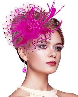 Silom Fascinators Hut für Frauen, Cocktail Tee Party Kopfbedeckung Blume Mesh Feder Fascinator Mädchen Blume Haarclip Fascinatoren Hut Braut Kopfschmuck Hochzeit Kirche Hüte von Silom