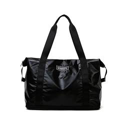 SilteD Damen-Rosa-Sporttasche für das Fitnessstudio, zum Schwimmen, für trockene und nasse Reisen, Reisetasche, Wochenend-Umhängetasche, Turnbeutel (Farbe: Schwarz) von SilteD