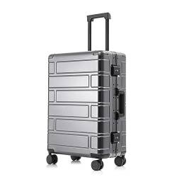 SilteD-Koffer Ganzmetall-Koffer aus Aluminium-Magnesium-Legierung mit Universalrädern Mode-Trolley-Koffer Passwort-Koffer Einfacher Koffer Großer Koffer (Farbe: Grau, Taille einzigartig: 24 Zoll) von SilteD