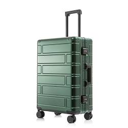 SilteD Koffer Ganzmetall-Koffer aus Aluminium-Magnesium-Legierung mit Universalrädern Mode-Trolley-Koffer Passwort-Koffer Einfacher Koffer Großer Koffer (Farbe: Verde, Taille Einzigartig: 24 Zoll) von SilteD