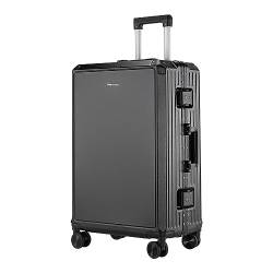 SilteD Koffer Koffer Reise-Aluminiumrahmen Trolley-Koffer Passwort Universal-Rollentasche Einfacher modischer Koffer Kompressionsgepäck Großer Koffer (Farbe: Schwarz, Größe einzigartig: 26 Zoll) von SilteD