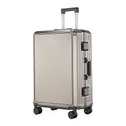 SilteD Koffer Koffer Reise Aluminiumrahmen Trolley-Koffer Passwort Universal-Rollentasche Einfacher modischer Koffer Kompressionsgepäck Großer Koffer (Farbe: Silber, Taille Einzigartig: 20 Zoll) von SilteD