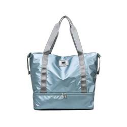 SilteD Sporttasche Damen wasserdichte Umhängetasche Große Handtaschen Reisetaschen Herrenrucksack Duffle 2021 Trocken-Nass-Trennung für das Training Turnbeutel (Farbe: Blau) von SilteD