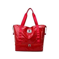 SilteD Sporttasche Damen wasserdichte Umhängetasche Große Handtaschen Reisetaschen Herrenrucksack Duffle 2021 Trocken-Nass-Trennung für das Training Turnbeutel (Farbe: Rot) von SilteD