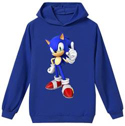 Silver Basic Fun Bekleidung Sweatshirt Hooded Sweatshirt Langarm Kleidung Jungen Mädchen Cosplay Kostüme,blau Sonic,160-1 von Silver Basic