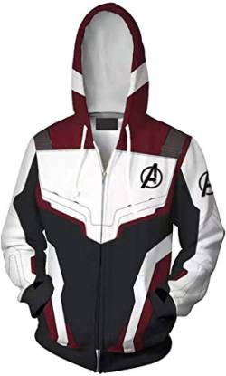 Silver Basic Herren Kapuzenpullover mit Endgame Quantum Realm Uniform Hoodie Super Hero Cosplay Kostüme ((Höhe: 165-170cm) L, Jacke Schwarz & Weiß) von Silver Basic