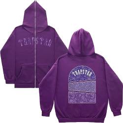 Silver Basic Herren Trapstar Full Zipper Kapuzenpullover Casual Hoodie mit Reißverschluss/Purple/L1 von Silver Basic