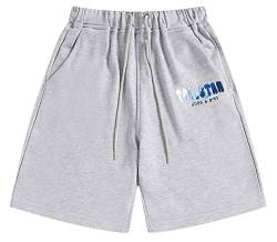 Silver Basic Herren Trapstar Sommer locker sitzende Sportshorts Reine Baumwolle für Komfort-LBJB-Grey-XL1 von Silver Basic