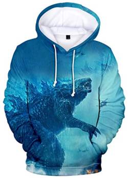 Silver Basic Hoodie von Kong Damen Sweatshirt Godzilla Pullover mit Kapuze,Blau Godzilla C,L1 von Silver Basic