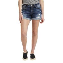 Silver Jeans Co. Damen Boyfriend Mid Rise Jeans-Shorts, Dark Wash Ecf428, 28 4.5 von Silver Jeans Co.