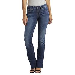 Silver Jeans Co. Damen Suki Curvy Fit Mid Rise Slim Bootcut Jeans, Dunkle Vintage-Waschung, 33W x 35L von Silver Jeans Co.
