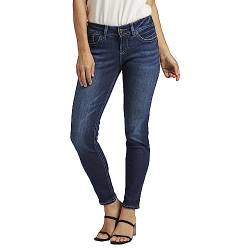 Silver Jeans Co. Damen Suki Curvy Fit Mid Rise Super Skinny Jeans, Dunkle Sandstrahlung, 26W x 31L von Silver Jeans Co.