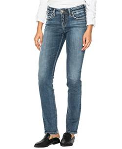 Silver Jeans Co. Damen Suki Mid Rise Curvy Fit Straight Leg Jeans, Mittlere Sandstrahlung, 30W x 34L von Silver Jeans Co.
