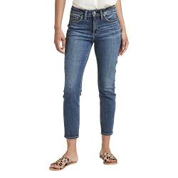 Silver Jeans Co. Damen Suki Mid Rise Skinny Crop Jeans, Mittlere Waschung, Scv384, 27W x 26L von Silver Jeans Co.