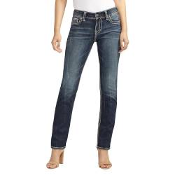 Silver Jeans Co. Damen Suki Mid Rise Straight Leg Jeans, Dunkelblau, 28W x 36L von Silver Jeans Co.