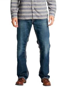 Silver Jeans Co. Herren Gordie Loose Fit Straight Leg Jeans, Dunkler Sandstrahl, Bundweite: 91 cm, beinlänge: 76 cm (36 W / 30 L) von Silver Jeans Co.