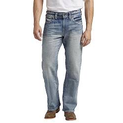 Silver Jeans Co. Herren Gordie Loose Fit Straight Leg Jeans, Light Wash Indigo, 33W / 30L von Silver Jeans Co.