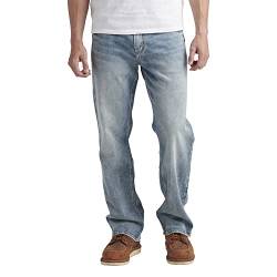 Silver Jeans Co. Herren Gordie Loose Fit Straight Leg Jeans, Med Wash Sjl285, 38W / 32L von Silver Jeans Co.
