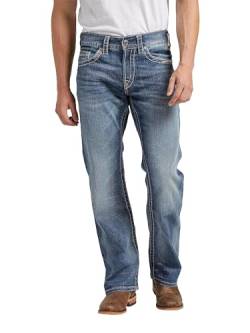 Silver Jeans Co. Herren Jeans Zac Relaxed Fit Straight Leg Jeans - Blau - 29W / 34L von Silver Jeans Co.