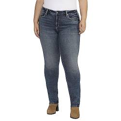 Silver Jeans Co. Suki Damen Jeans mit mittlerem Bund, kurvige Passform, gerades Bein, Übergröße, Med Wash Ecf385, 52 Mehr von Silver Jeans Co.