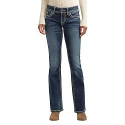 Silver Jeans Co. Damen Suki Mid Rise Bootcut Jeans, Indigo, 33W x 32L von Silver Jeans